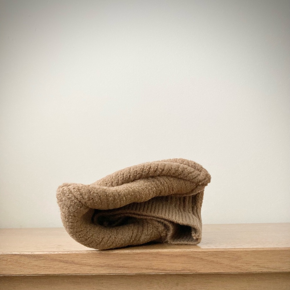 joodito origami crown ribbed wool sweater hat winter beanie cap large tan camel - Picture 8 of 8